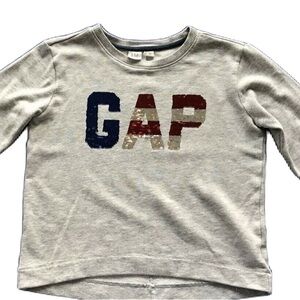 NWT GAP KIDS Sweatshirt Girls Size M 8 Gray Flip Sequin Logo